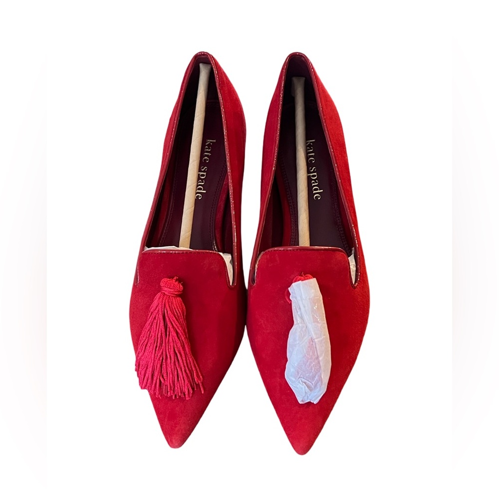 kate spade new york Adore Tassel Pointed-Toe Loafer Flats 7.5 New Deep Rubine - Picture 3 of 10